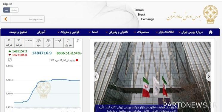 نمو 8036 وحدة في مؤشر بورصة طهران / تجاوزت قيمة المعاملات في سوقين 44 ألف مليار تومان