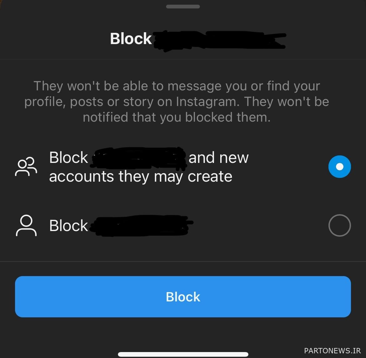 دستور زیر را بخوانید و یک گزینه block را انتخاب کنید