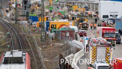A World War II bomb blast near a train station in Munich, Germany