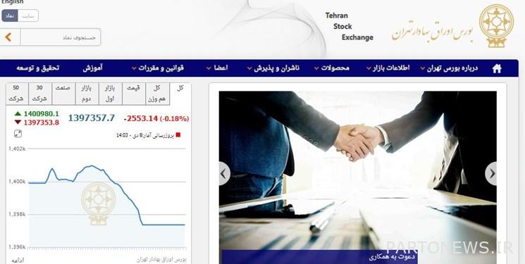 Withdrawal of 2553 units of Tehran Stock Exchange index / the value of transactions in the two markets was 6.6 thousand billion Tomans