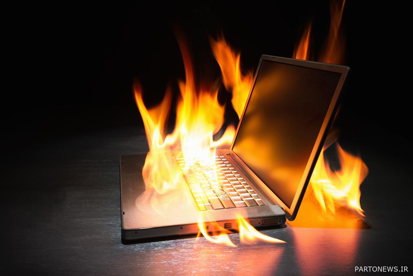لپ تاپ در آتش سوخت