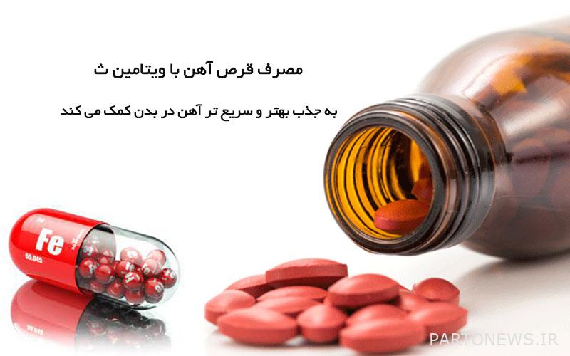Iron and vitamin C tablets