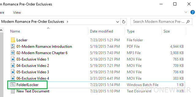 فایل FolderLocker را باز کنید