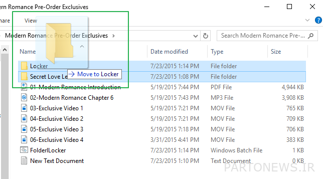 پوشه Locker را با مواردی که می خواهید محافظت کنید پر کنید