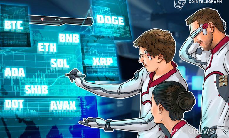 BTC، ETH، BNB، XRP، ADA، SOL، DOGE، DOT، SHIB، AVAX