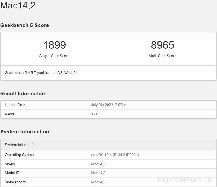 MacBook Air 2022 benchmark