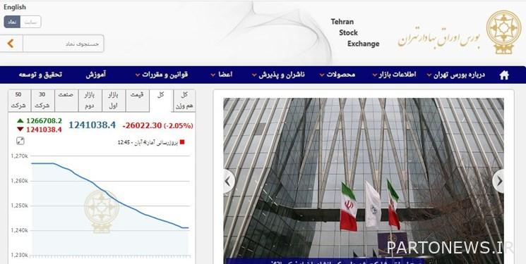 A decrease of 26 thousand points in the Tehran Stock Exchange index