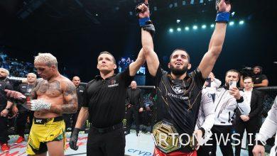 کمربند قهرمانی سبک وزن UFC به «اسلام ماخاچف» رسید + فیلم