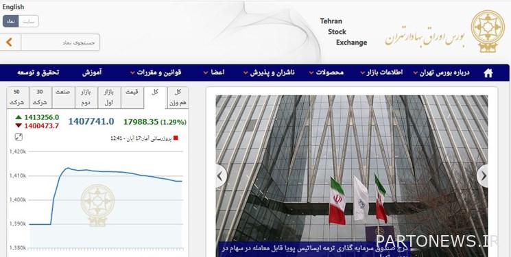 An increase of 17 thousand and 988 points in the Tehran Stock Exchange Index/1.4 million points was achieved again.
