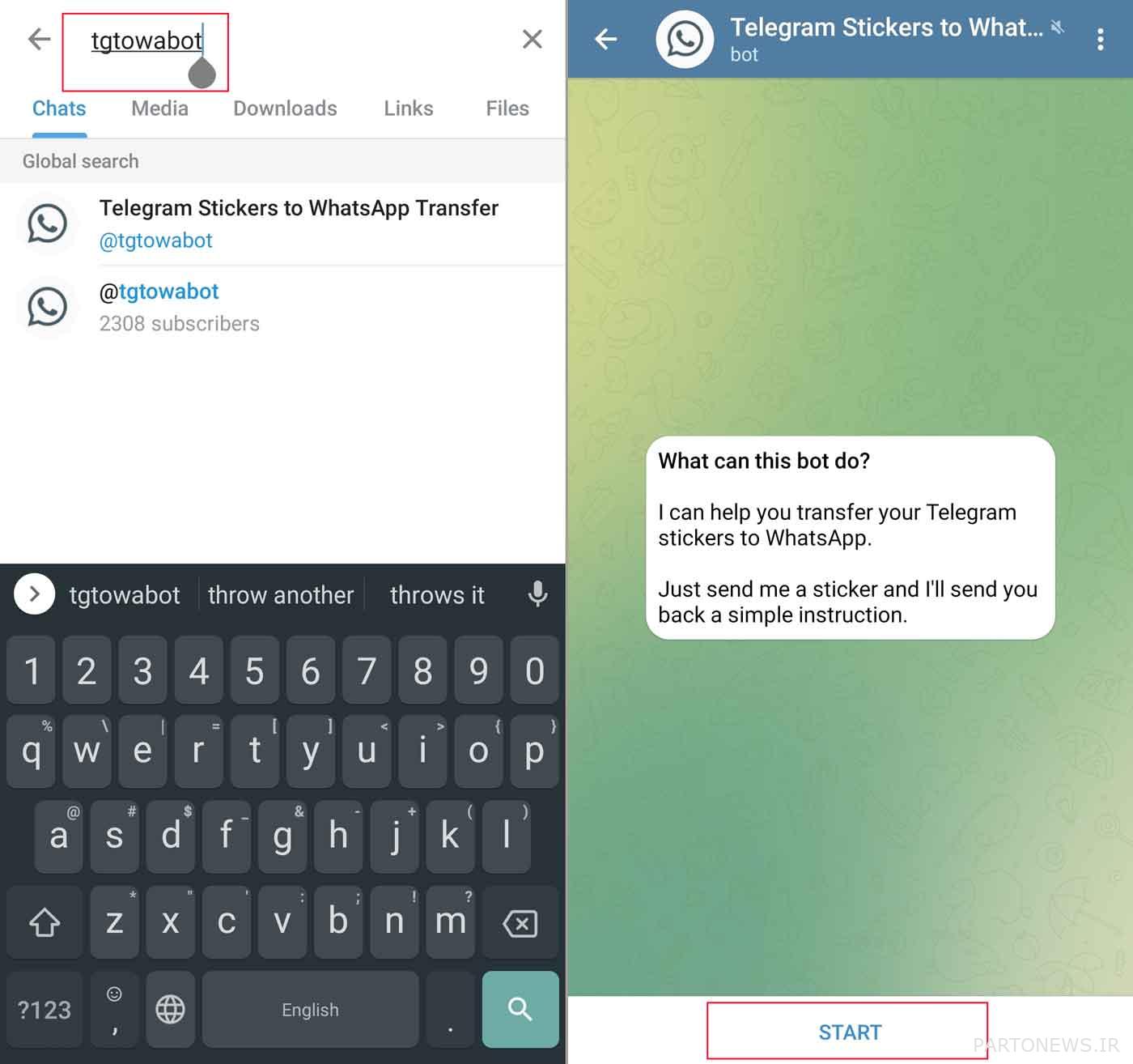 Telegram sticker transfer to WhatsApp