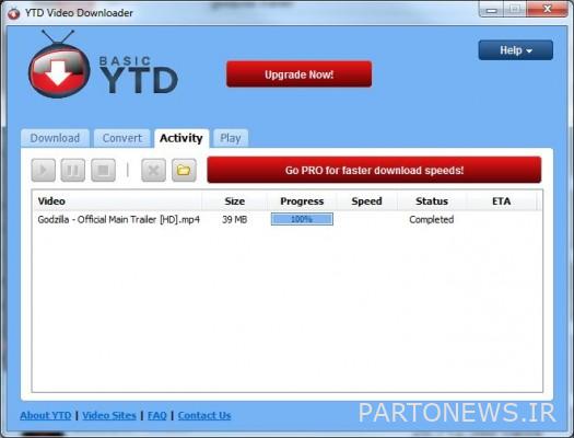 پیشرفت دانلود YTD