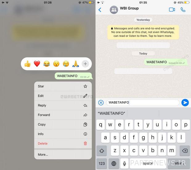 WhatsApp edit messages