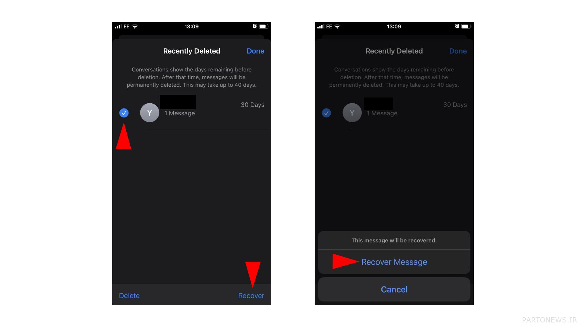 iOS 16 بازیابی پیام های حذف شده در آیفون