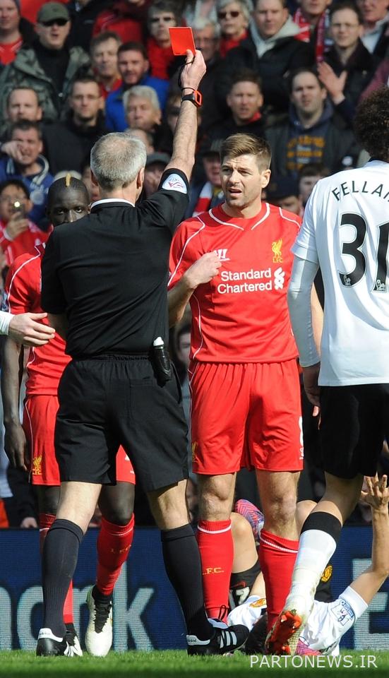 جرارد در آخرین بازی خود مقابل یونایتد از بازی اخراج شد