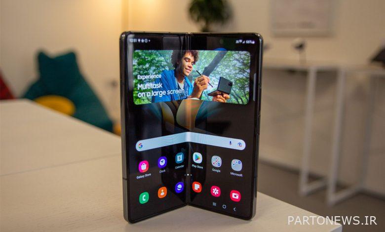 Samsung Galaxy Z Fold 4 stood on a table