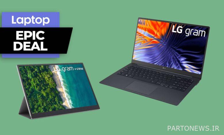 LG gram SuperSlim with +view portable monitor