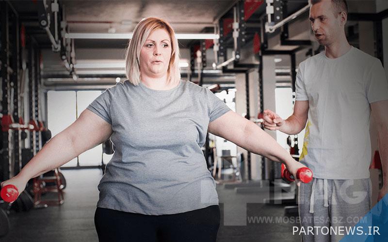 Bodybuilding for obese people in the gym