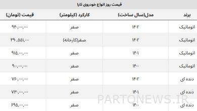 ارزانی تارا با رمز ۱۰ + جدول قیمت