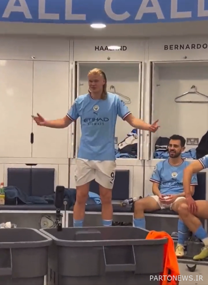 هالند در رختکن برای هم تیمی هایش در سیتی سخنرانی کرد