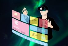 Man interacting with apps in VR