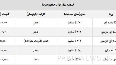 قیمت ساینا S دوگانه سوز کارخانه ۱۴۰۲ اعلام شد + جدول