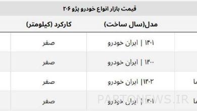 پژو ۲۰۶ صفر گران شد + جدول قیمت روز
