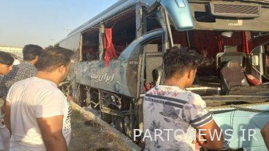 The overturning of the bus on Tehran-Qom highway left 2 dead