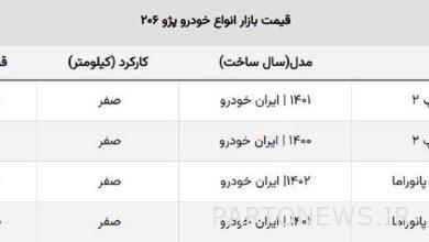 قیمت ۲۰۶ تیپ دو صفر در بازار آزاد چند؟ + جدول