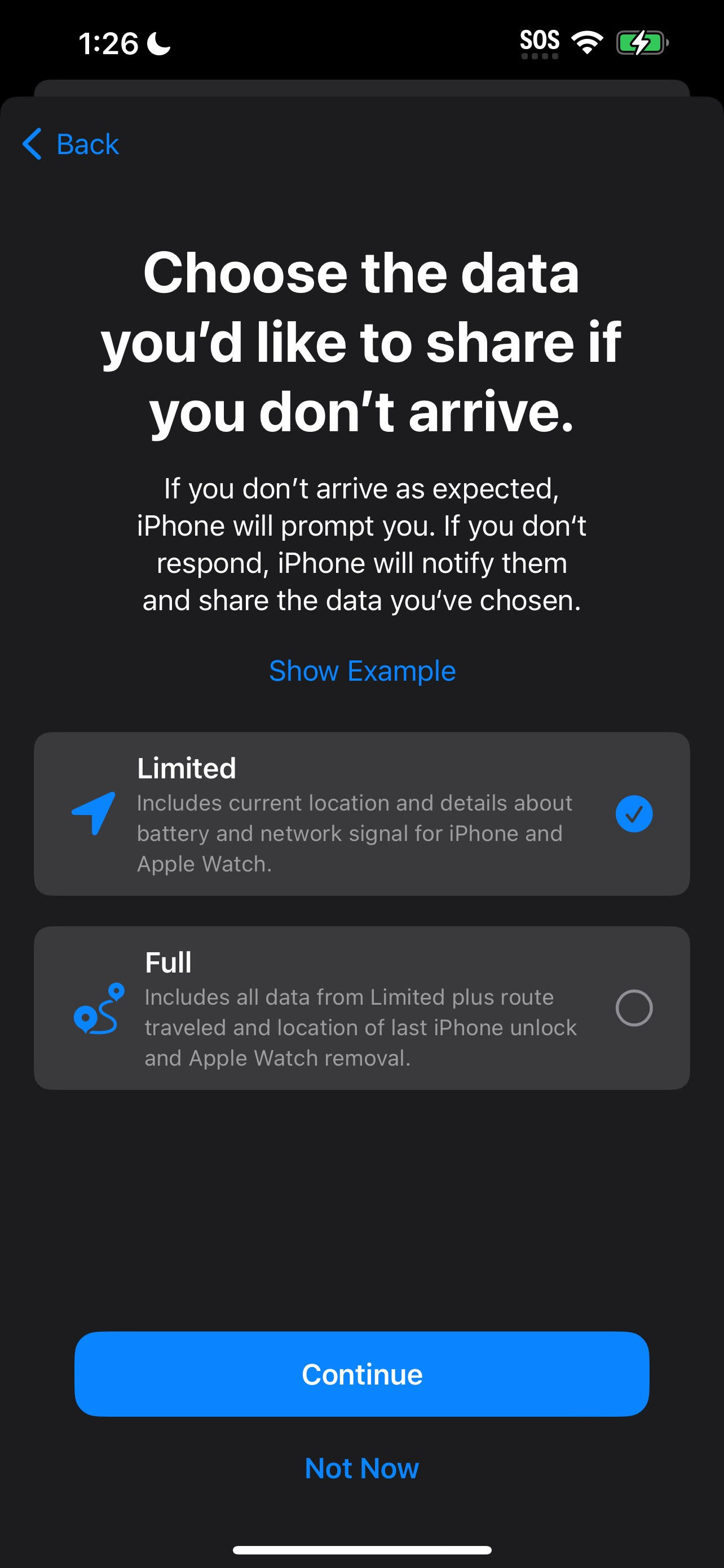 داده های محدود یا کامل در iOS 17 اعلام حضور کنید