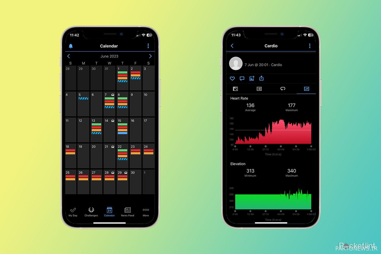 برگه تقویم اتصال garmin