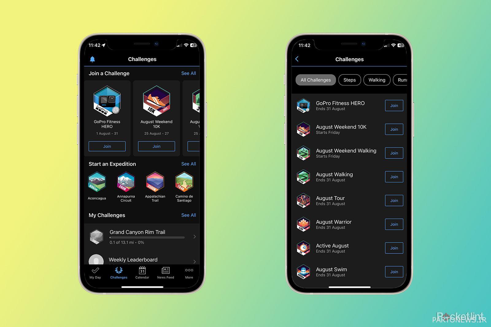 برگه چالش های اتصال garmin