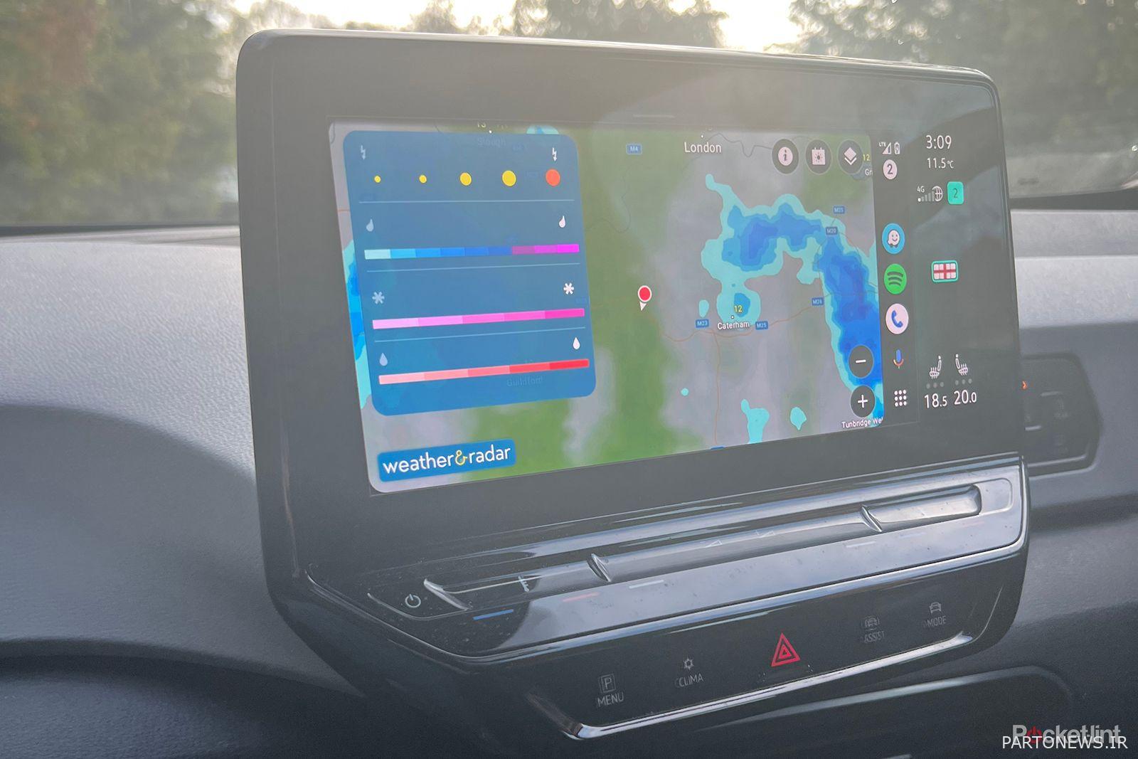 کلید رادار Android Auto Weather داخل خودرو