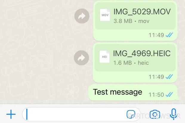 Send high-quality original photos and videos in the iOS version of WhatsApp
