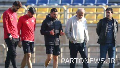 Darvish and Golmohammadi meeting on the sidelines of Persepolis training