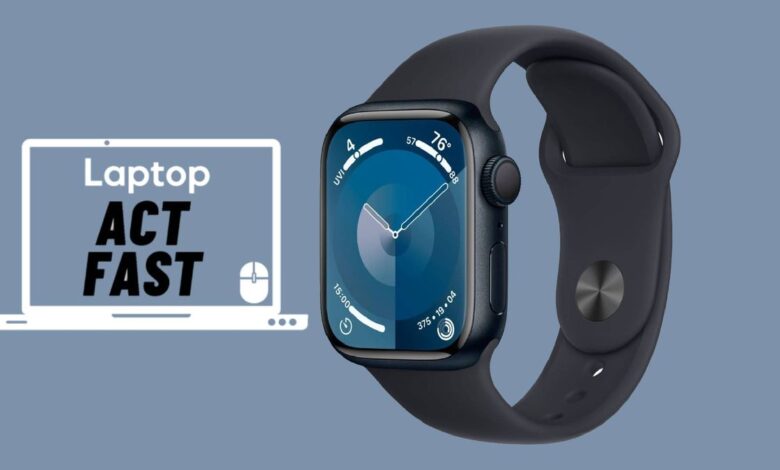Apple Watch Series 9 in black colorway against white background