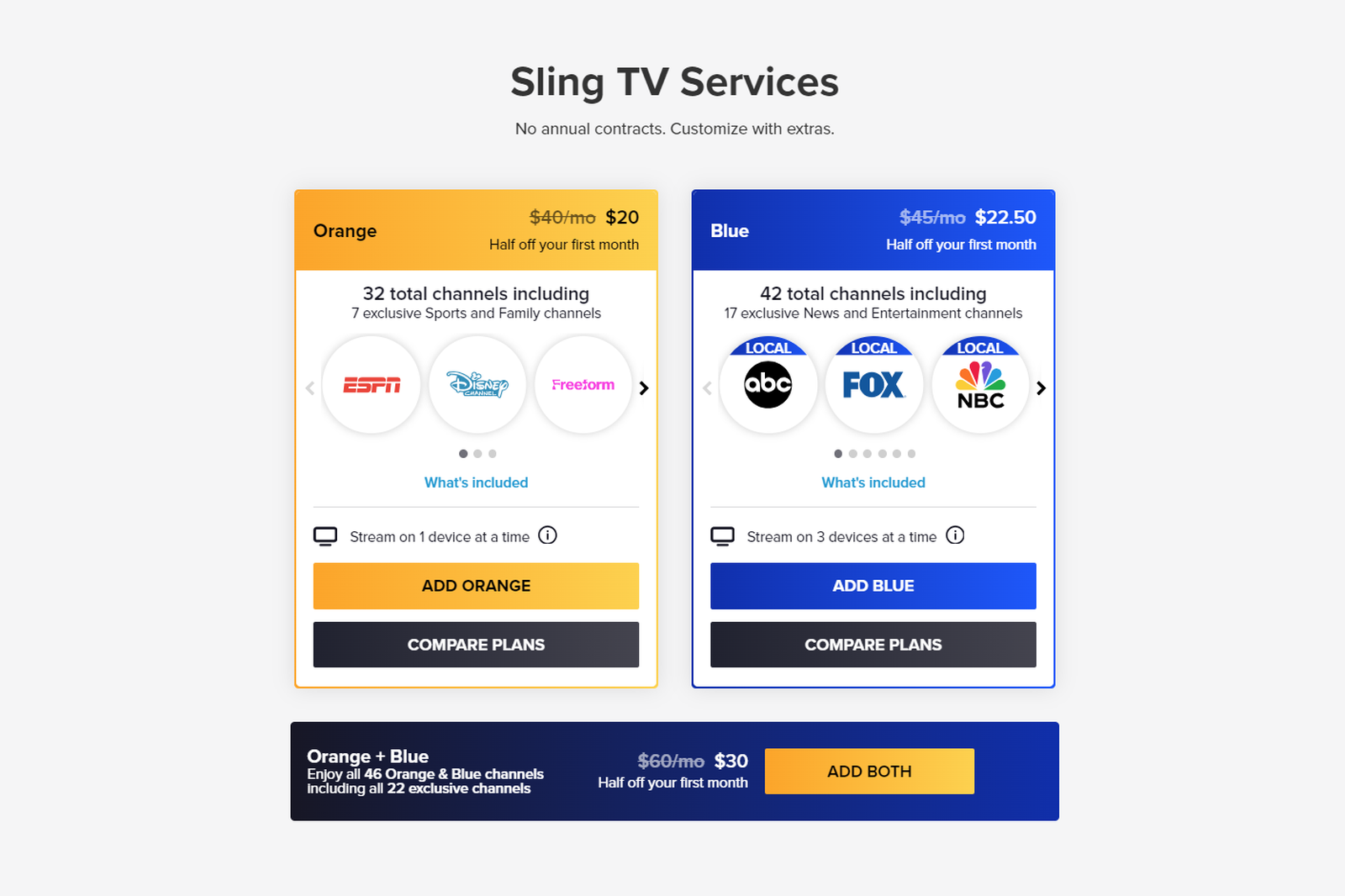 پلان های تلویزیون Sling