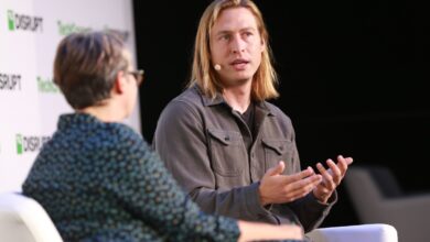 Plaid founder Zack Perret in conversation with Ingrid Lunden at TechCrunch Disrupt 2023. Ross Marlowe/TPG for TechCrunch