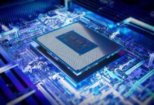 Close up shot of an Intel chip