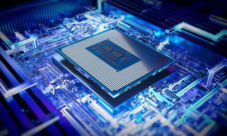 Close up shot of an Intel chip