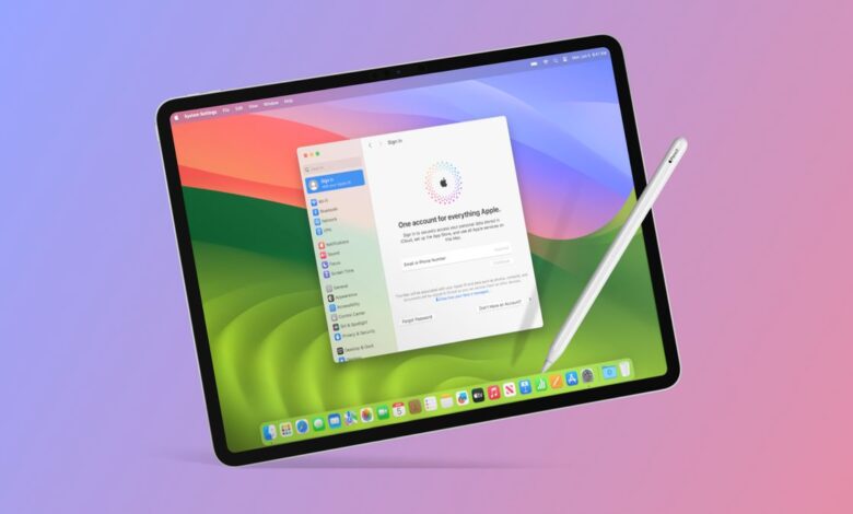 Photo illustration of iPad Pro M4 (2024) running macOS Sonoma