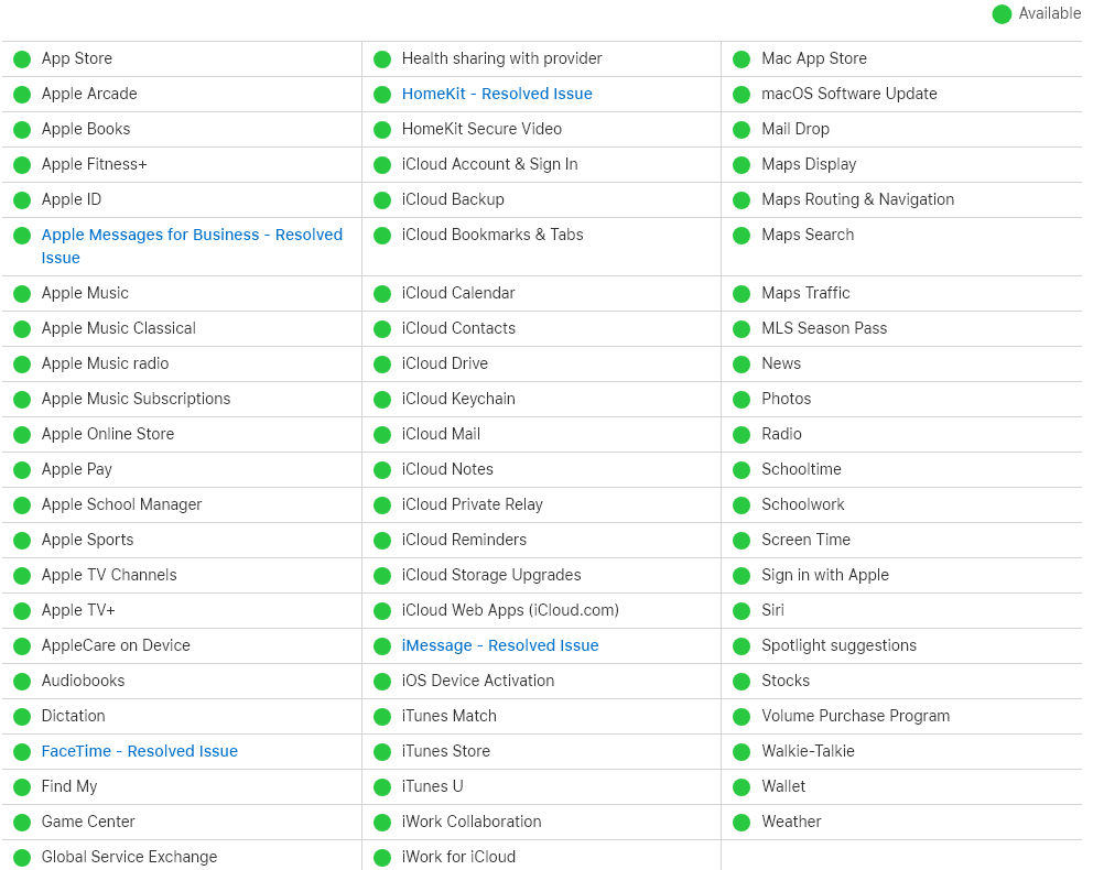 وضعیت سیستم اپل 5/16/24 7:15 بعد از ظهر به وقت شرقی