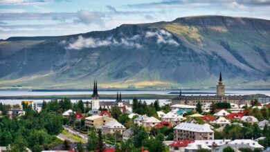 Elevated view across Reykjavik, Capital Region, Iceland