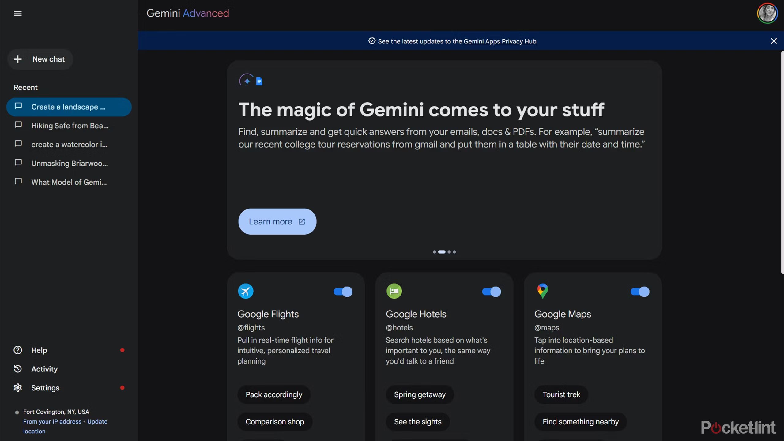 تست ویژگی های اضافی پیشرفته Gemini در مرورگر