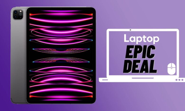 iPad Pro against purple gradient background