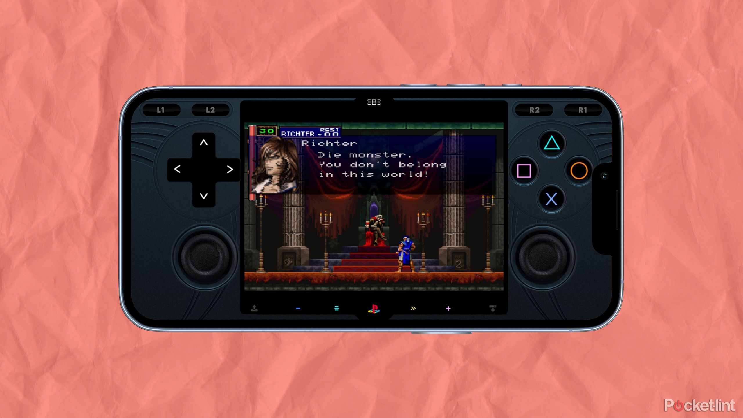 Castlevania شبیه سازی شده در آیفون. 