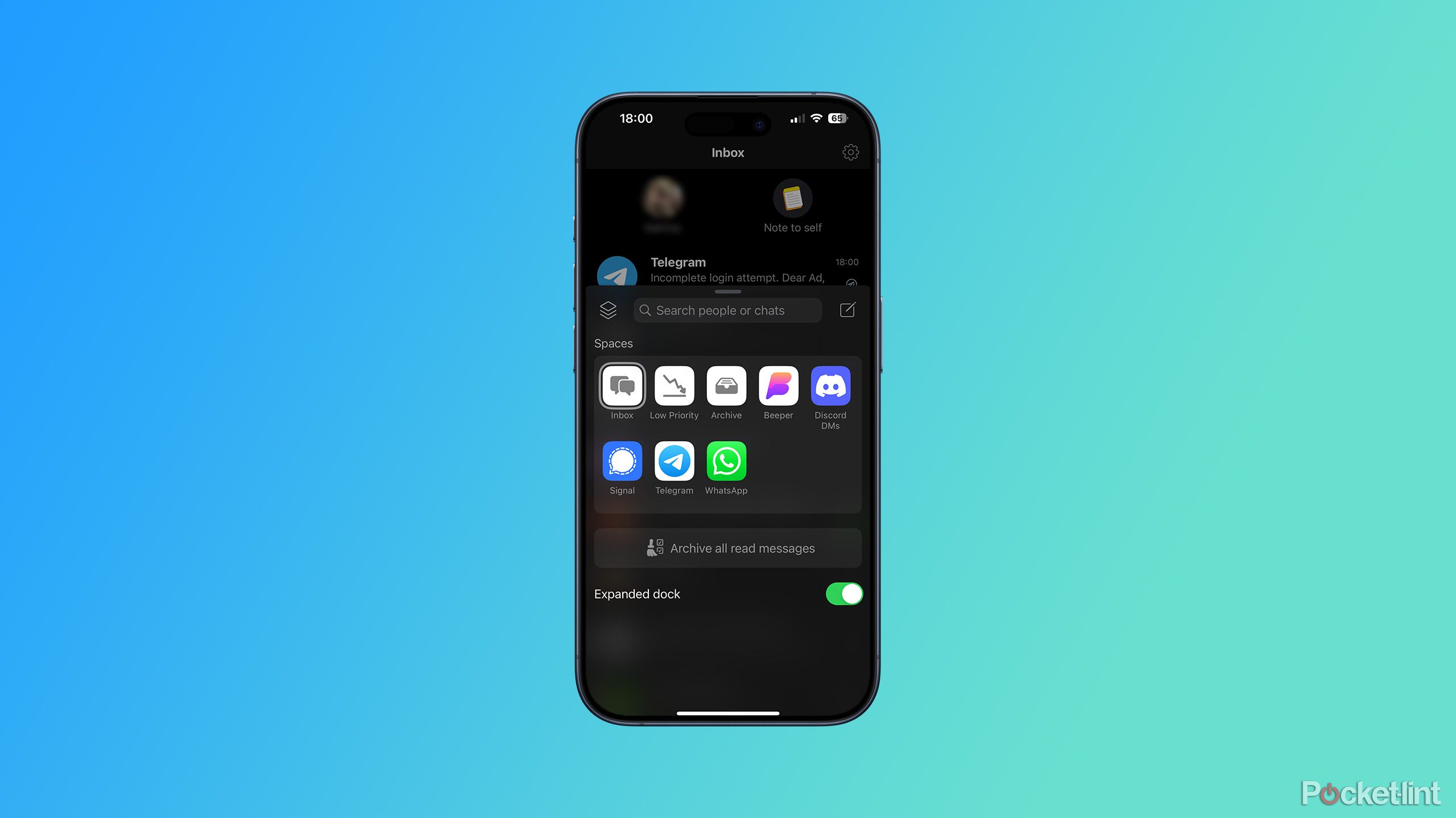 طیف وسیعی از برنامه های پیام رسانی در برنامه beeper در iPhone 15 Pro