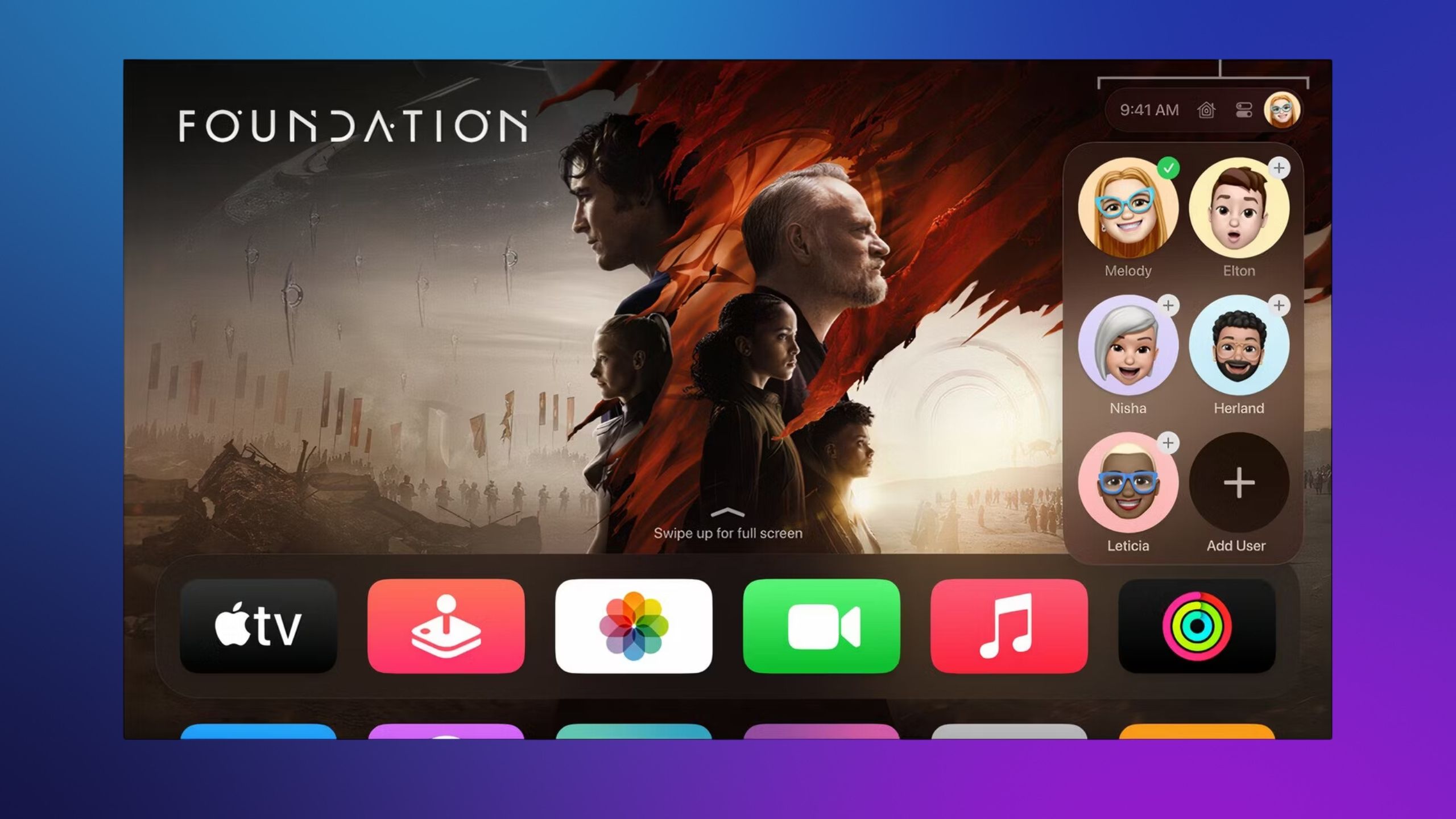 نمایه های کاربر در مرکز کنترل tvOS 17.