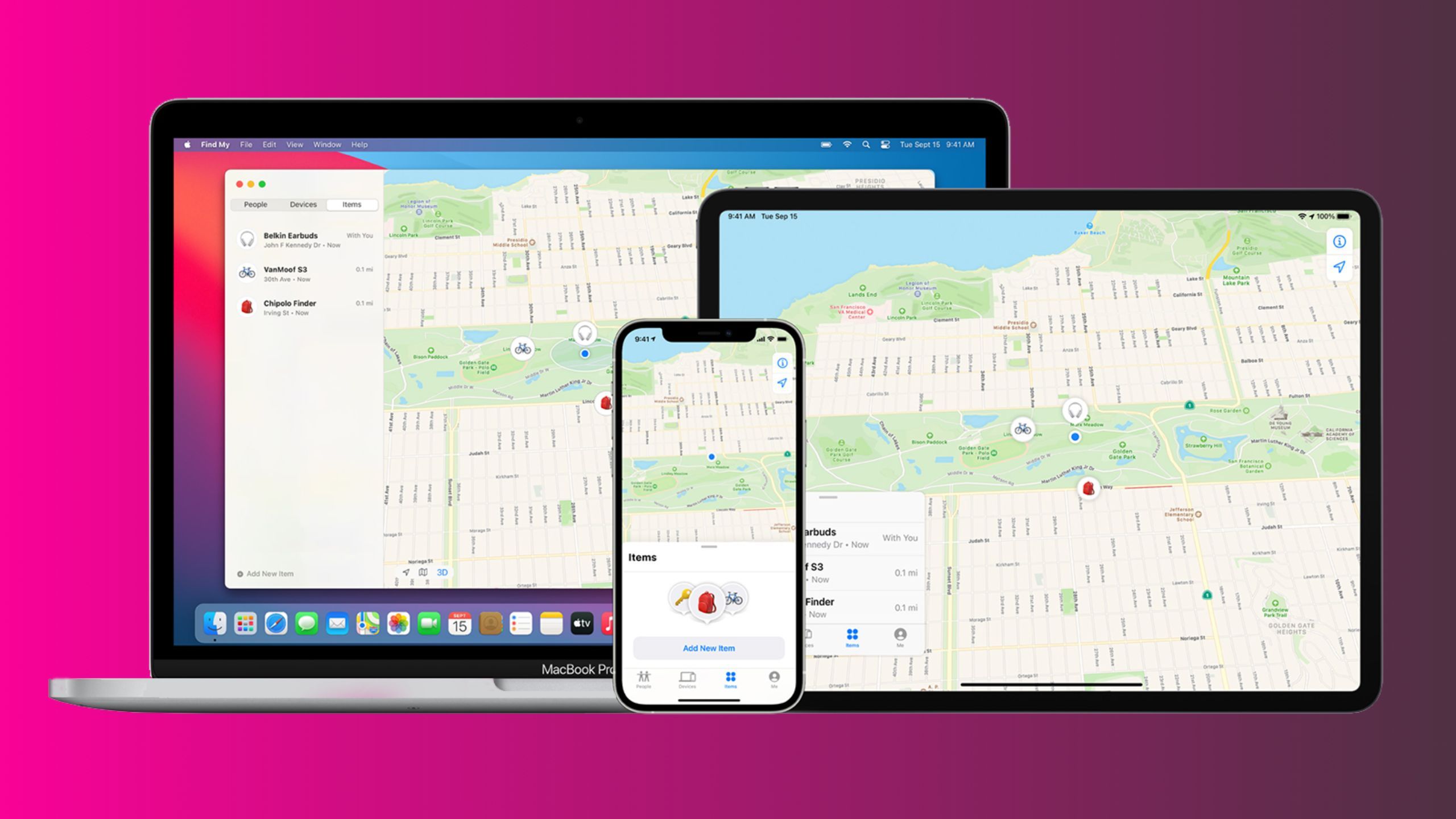 محصولات اپل که برنامه Find My را اجرا می کنند