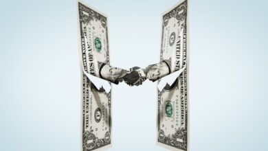 illustration of two dollar bills shaking hands