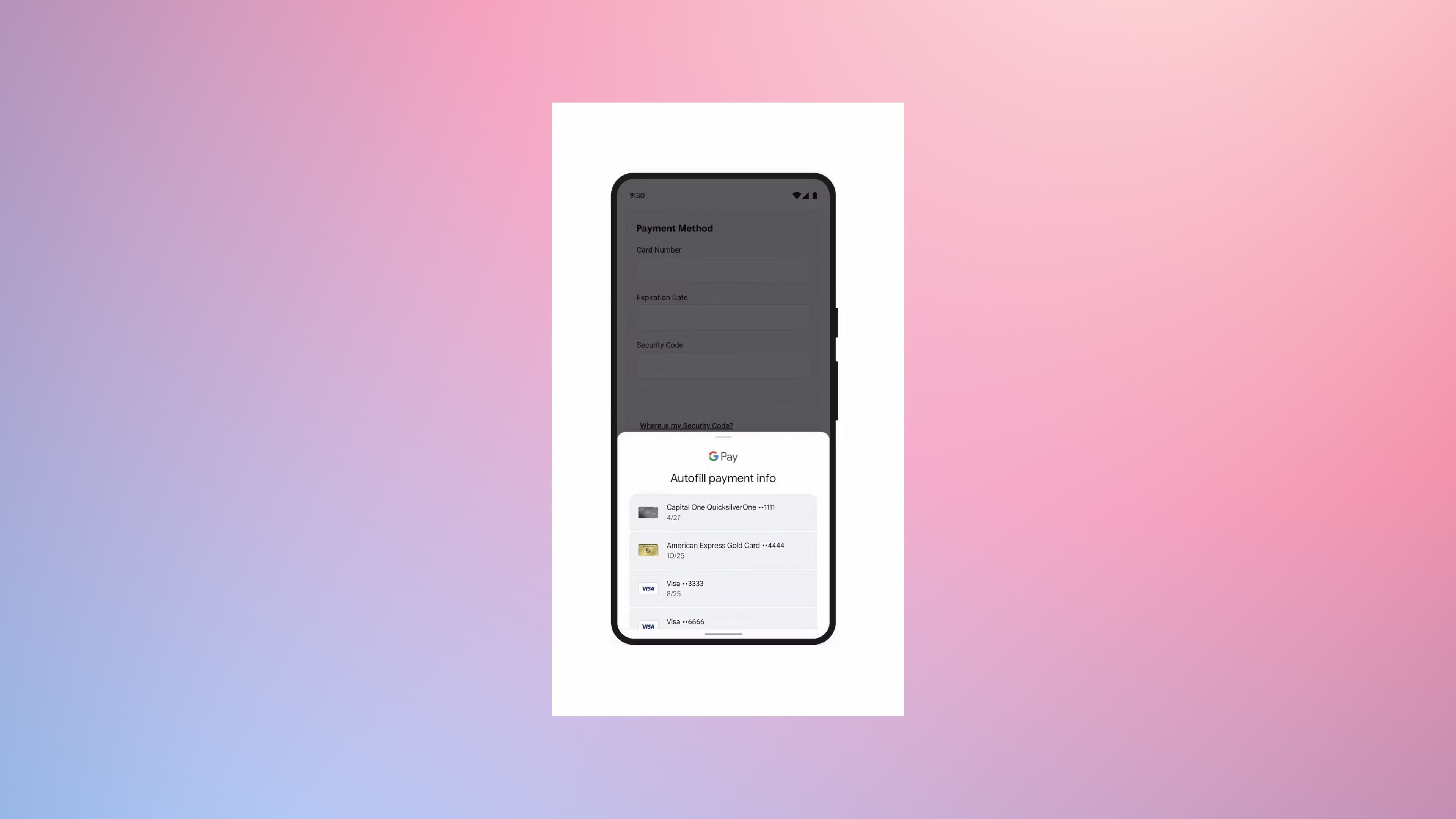 اطلاعات پرداخت خودکار google pay